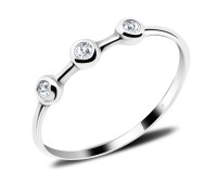Triple Stones Bezel Set Silver Ring NSR-509